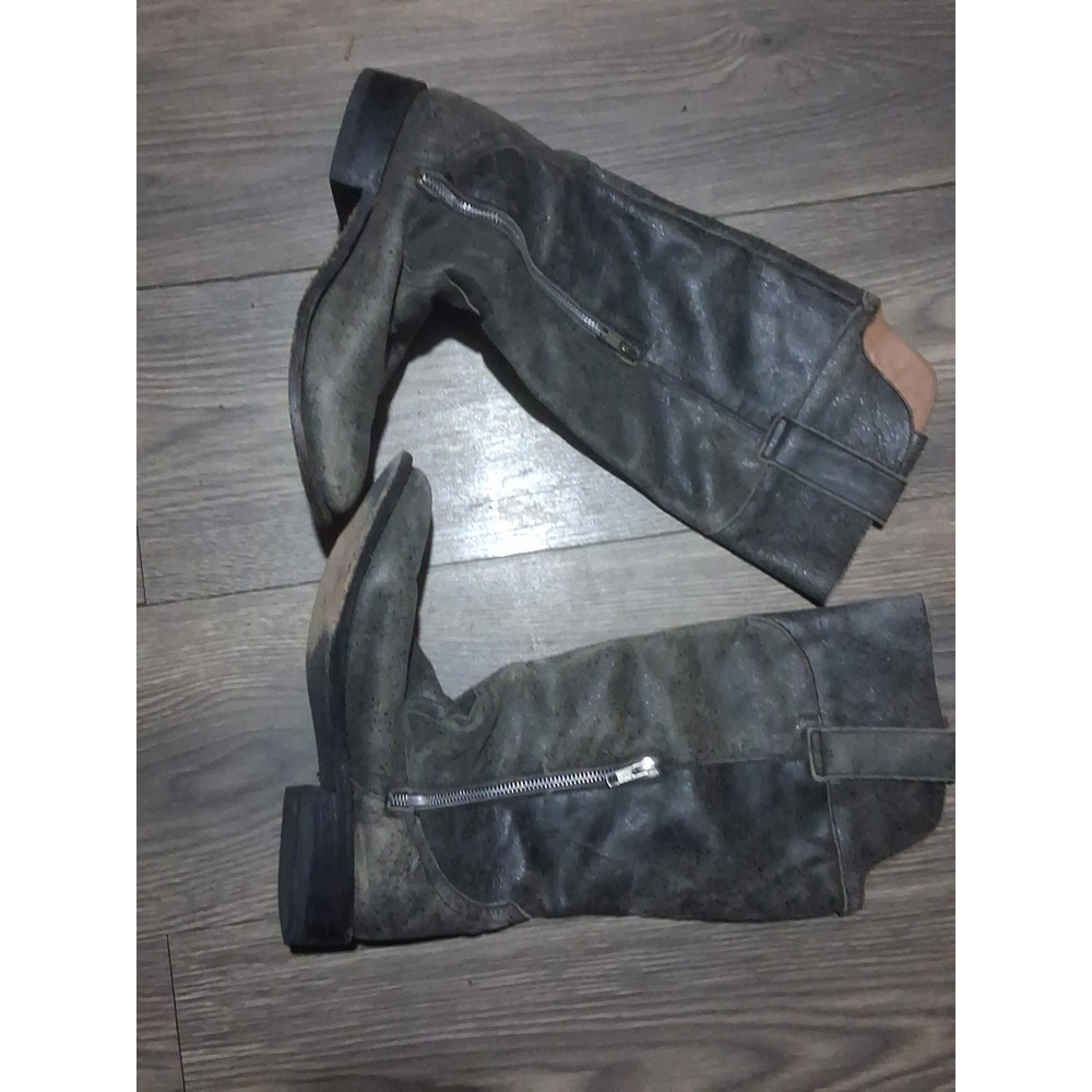 Stetson Gray Leather Made in Mexico Cowboy Western Boots Size 8 Round Toe Mens - Picture 3 of 10